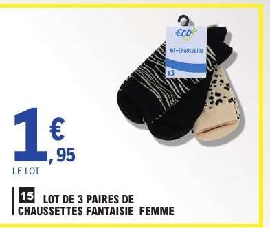 LOT DE 3 PAIRES DE CHAUSSETTES FANTAISIE FEMME