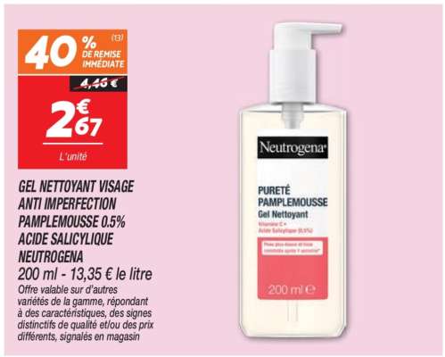 GEL NETTOYANT VISAGE ANTI IMPERFECTION PAMPLEMOUSSE 0.5% ACIDE SALICYLIQUE NEUTROGENA
