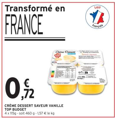 CRÈME DESSERT SAVEUR VANILLE TOP BUDGET