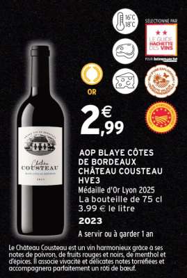 AOP BLAYE CÔTES DE BORDEAUX CHÂTEAU COUSTEAU HVE3