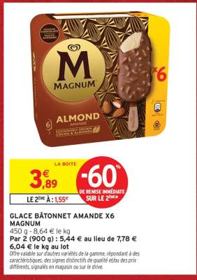 GLACE BÂTONNET AMANDE X6 MAGNUM