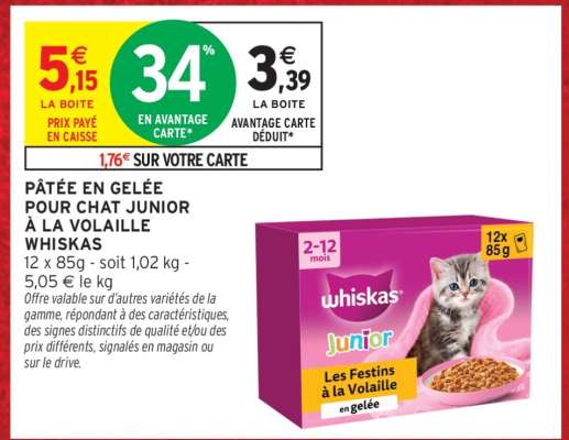 Pâtée en gelée pour chat Junior à la volaille Whiskas