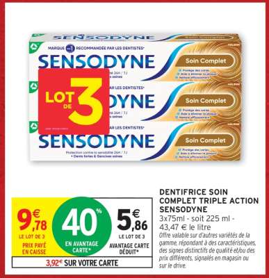 DENTIFRICE SOIN COMPLET TRIPLE ACTION 'SENSODYNE'
