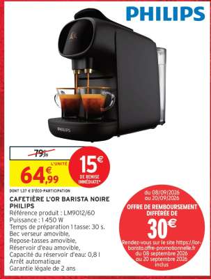 CAFETIÈRE L'OR BARISTA NOIRE PHILIPS