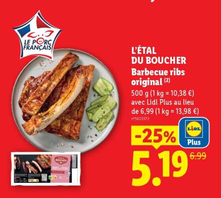 L'ETAL DU BOUCHER Barbecue ribs original
