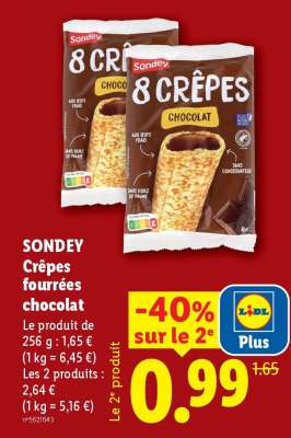 SONDEY Crêpes fourrées chocolat