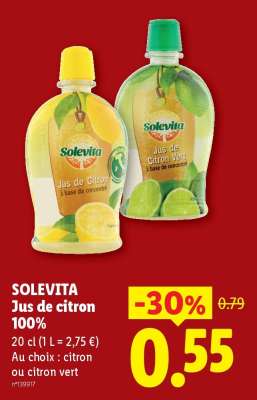 SOLEVITA Jus de citron 100%