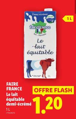 FAIRE FRANCE Le lait équitable demi-écrémé