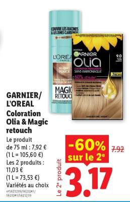 GARNIER/ L'OREAL Coloration Olia & Magic retouch