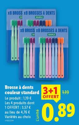 Brosse à dents couleur standard