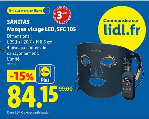 SANITAS Masque visage LED, SFC 105