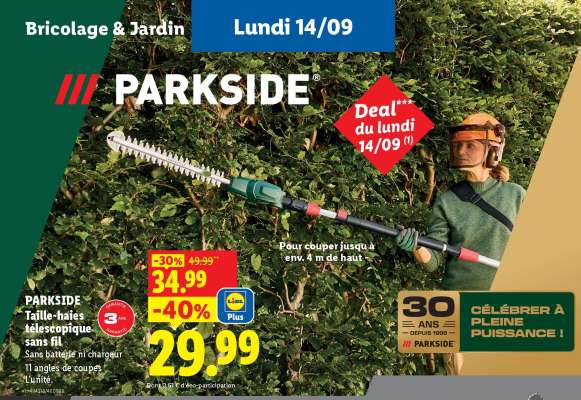 PARKSIDE Taille-haies télescopique sans fil