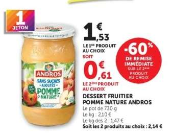 DESSERT FRUITIER POMME NATURE ANDROS