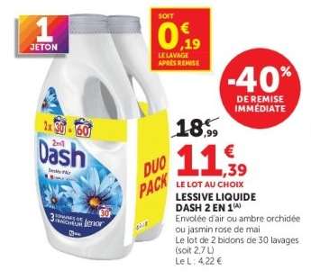 Lessive liquide Dash 2 en 1