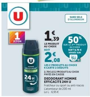 DEODORANT HOMME EFFICACITE 24H U