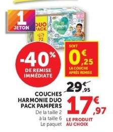 COUCHES HARMONIE DUO PACK PAMPERS