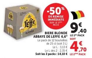 Bière Blonde Abbaye de Leffe 6,6°