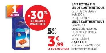 LAIT EXTRA FIN LINDT L'AUTHENTIQUE