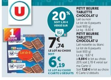 PETIT BEURRE TABLETTE CHOCOLAT U