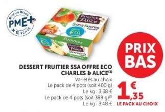 DESSERT FRUITIER SSA OFFRE ECO CHARLES & ALICE