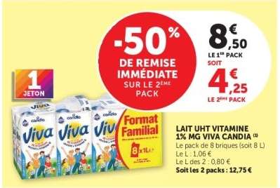 Lait UHT Vitamine 1% MG Viva Candia
