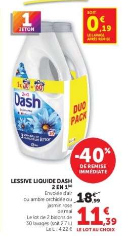 Lessive liquide Dash 2 en 1
