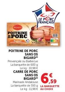 POITRINE DE PORC SANS OS BIGARD