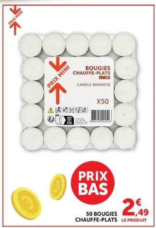 50 BOUGIES CHAUFFE-PLATS