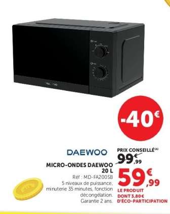 MICRO-ONDES DAEWOO 20 L