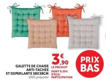 Galette de chaise anti-taches et déperlante 38x38cm