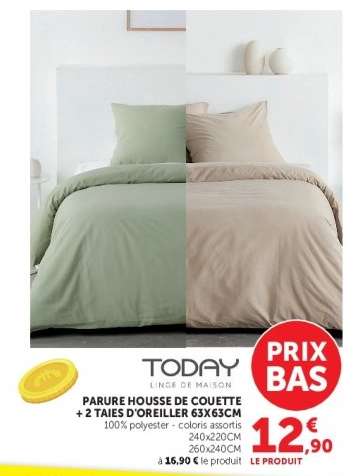 PARURE HOUSSE DE COUETTE + 2 TAIES D'OREILLER 63X63CM