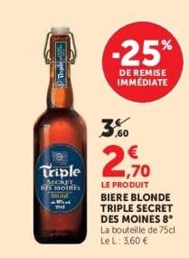 Biere Blonde Triple Secret Des Moines 8°