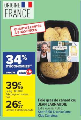 Foie gras de canard cru JEAN LARNAUDIE