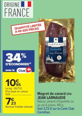 Magret de canard cru JEAN LARNAUDIE