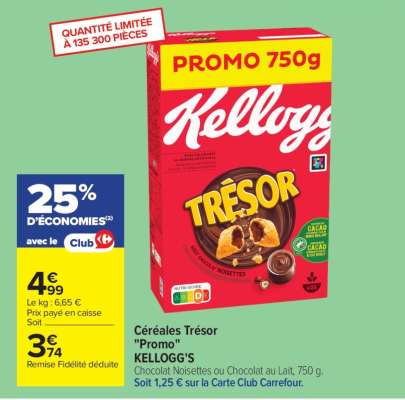 Céréales Trésor «Promo» KELLOGG’S