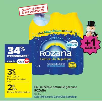 Eau Minérale Naturelle Gazeuse 'Rozana'