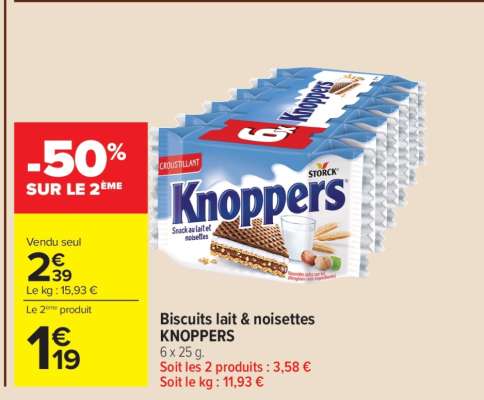 Biscuits lait & noisettes KNOPPERS