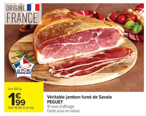 Véritable jambon fumé de Savoie PEGUET