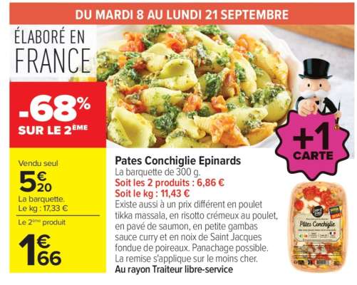 PATES CONCHIGLIE EPINARDS