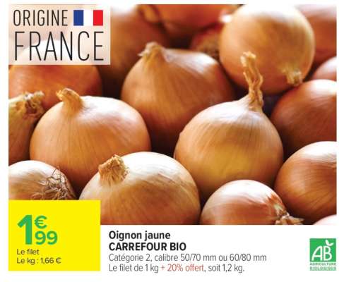 Oignon jaune CARREFOUR BIO