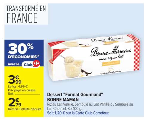Dessert "Format Gourmand" BONNE MAMAN