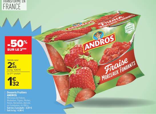 ANDROS Fraise Morceaux Fondants