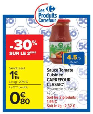 Sauce tomate cuisinée CARREFOUR CLASSIC'