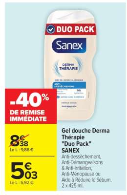 Gel douche Derma Thérapie "Duo Pack" SANEX