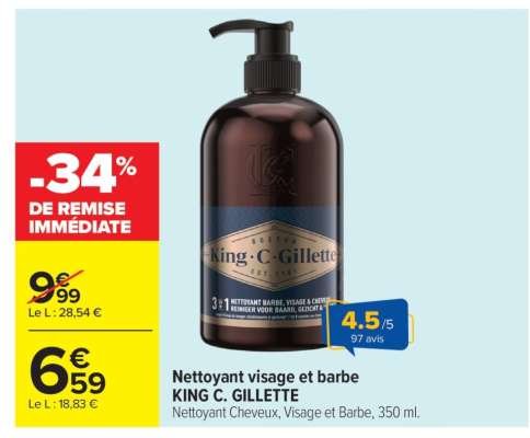 Nettoyant Visage et Barbe KING. C. GILLETTE