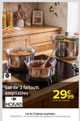 Lot de 3 faitouts empilables