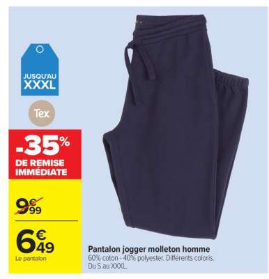 Pantalon jogger molleton homme