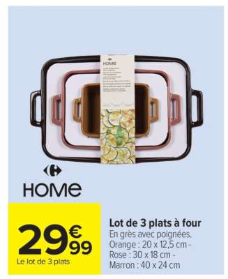 LOT DE 3 PLATS A FOUR