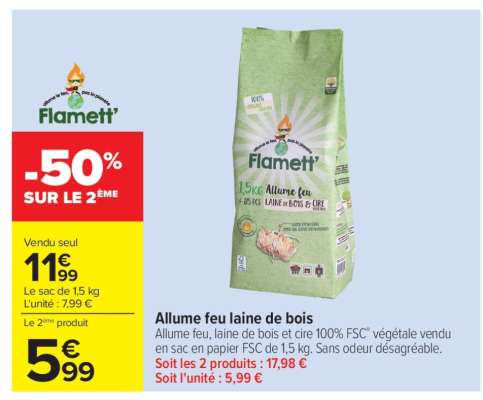 Allume feu laine de bois