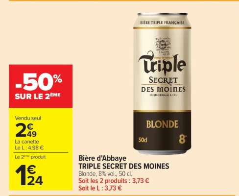 Bière d'Abbaye TRIPLE SECRET DES MOINES
